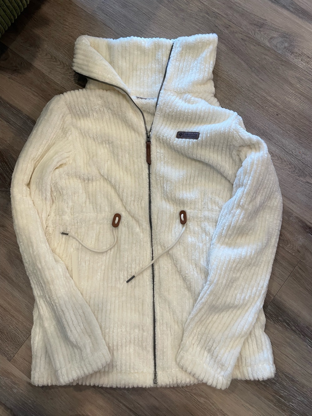 Columbia Cream Plush Zip-Up Hooded Jacket